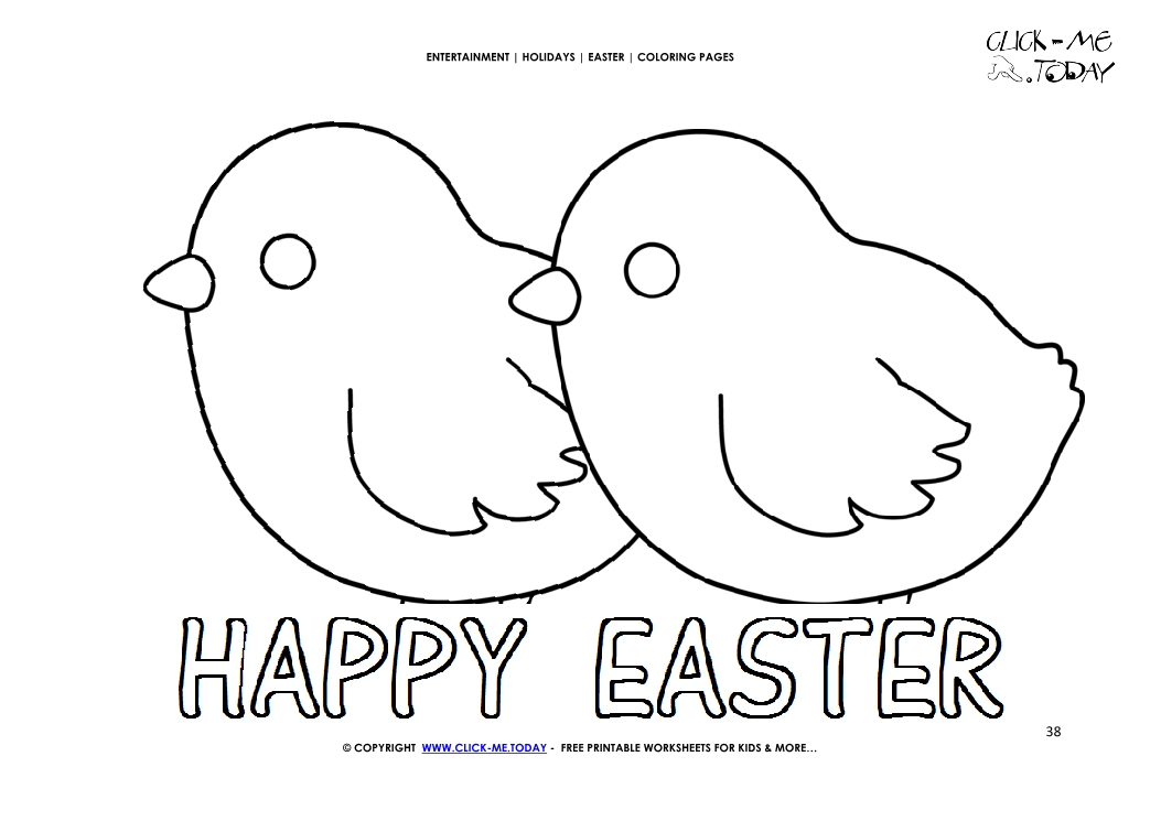 Easter Coloring Page: 38 Happy Easter cute chicks